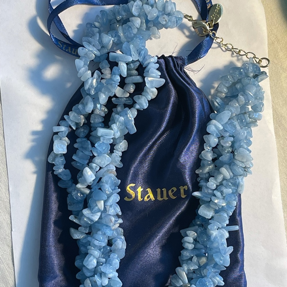 Stauer blue sea of love necklace. 5 intertwined strands Blue stones layered